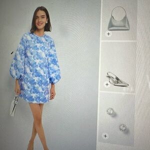 Tuckernuck blue  Jacquard Long Sleeve Mini Dress
